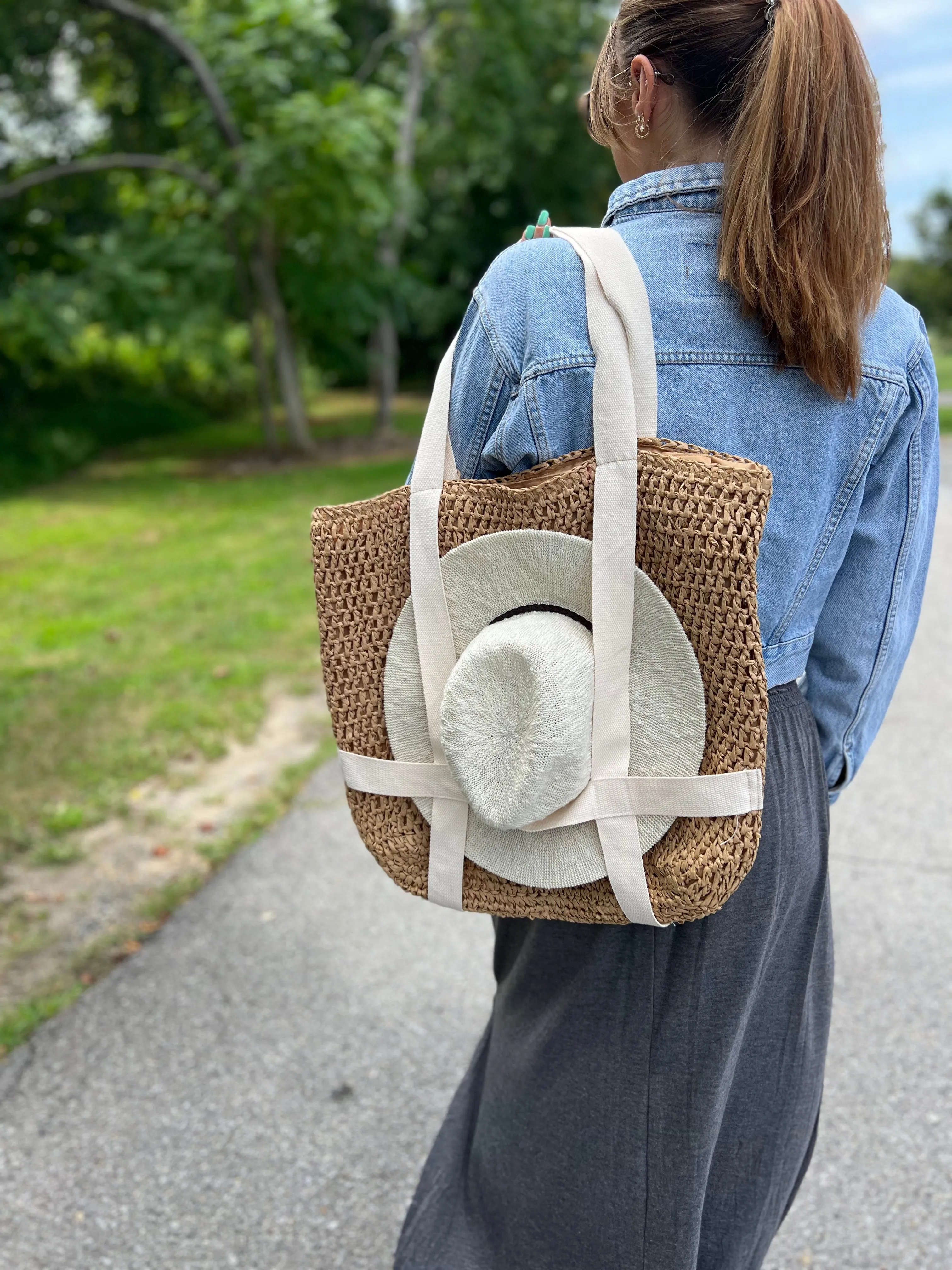 Straw Weave Bag - Hat Holder Bag