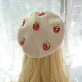 SWEET STRAWBERRY BEIGE BERET HAT BY51005