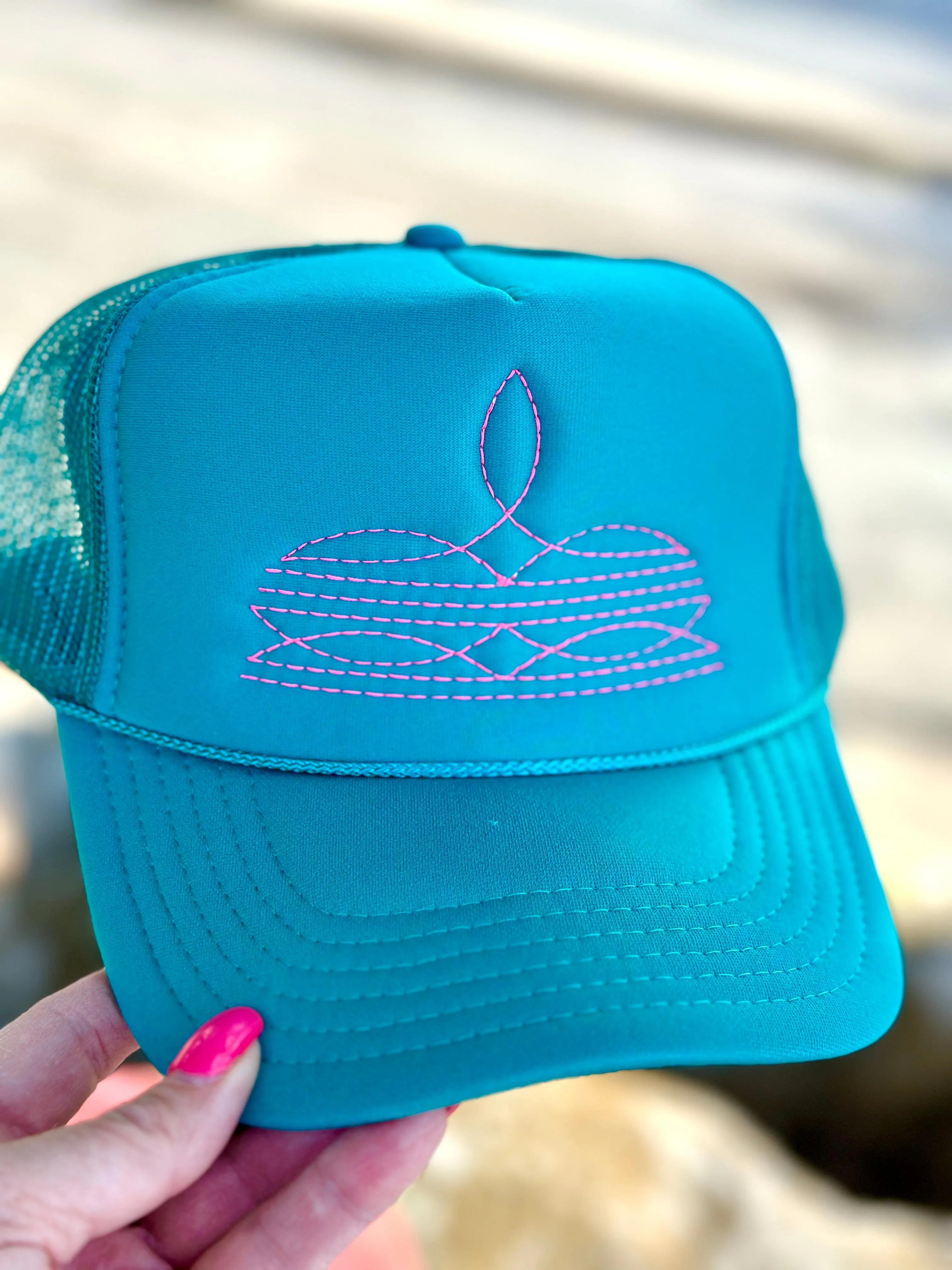 The Turquoise Trinidad Bootstitch Trucker Cap