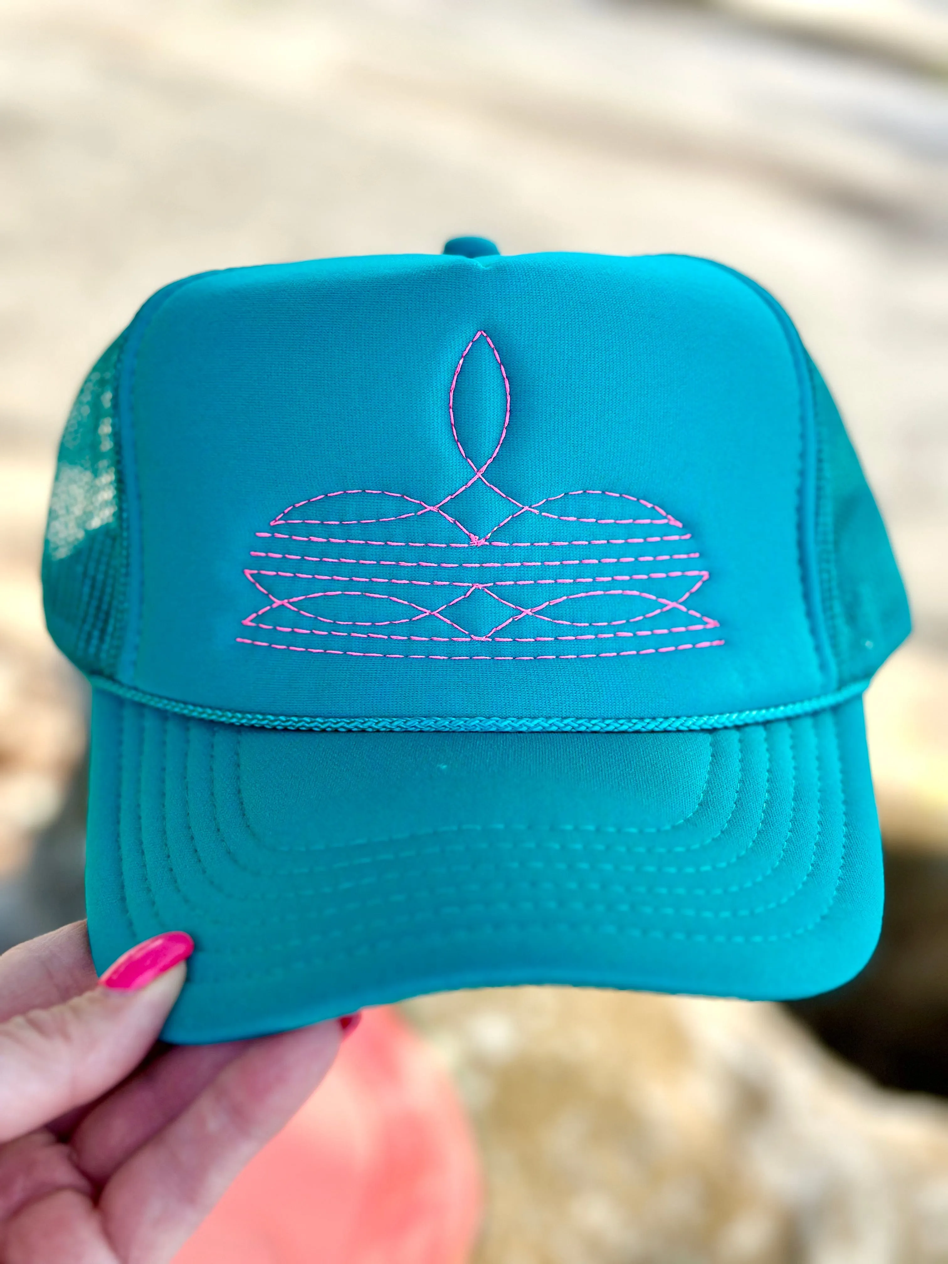 The Turquoise Trinidad Bootstitch Trucker Cap