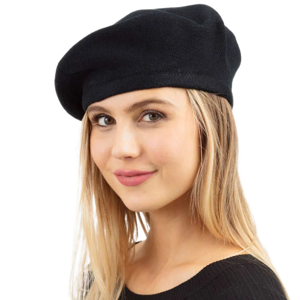 Trendy Fashionable Winter Stretchy Solid Beret Hat