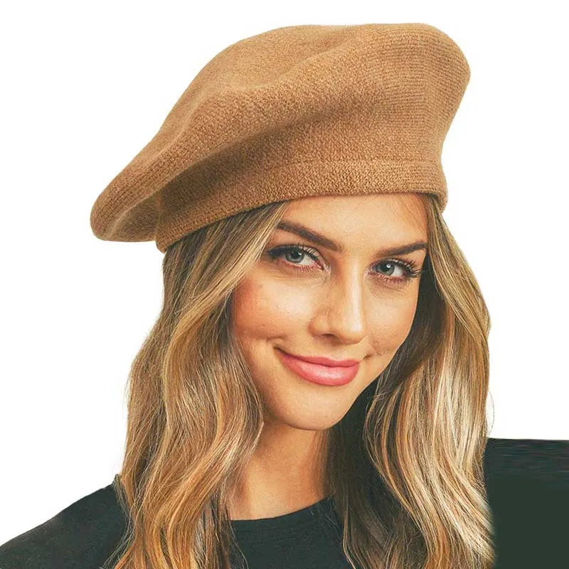 Trendy Fashionable Winter Stretchy Solid Beret Hat