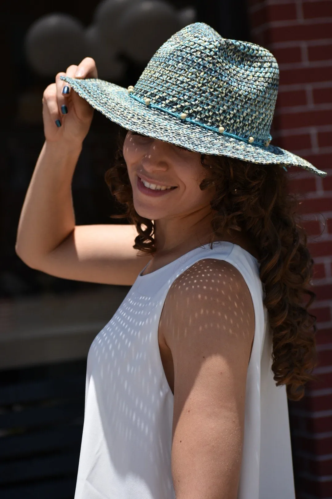 Turquoise Straw Hat