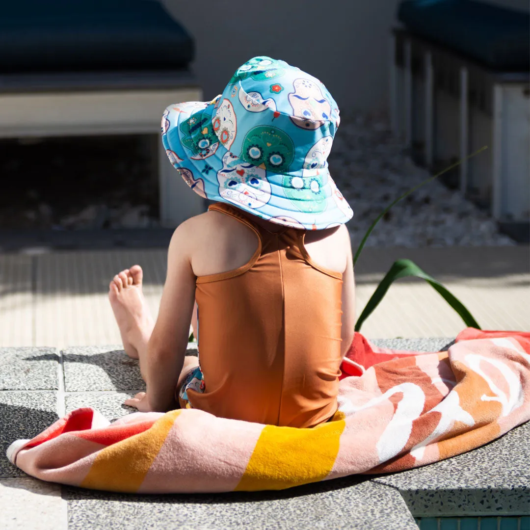 Tyoub Kids Wide Brim Bucket Hat Skulls Serape Stripe