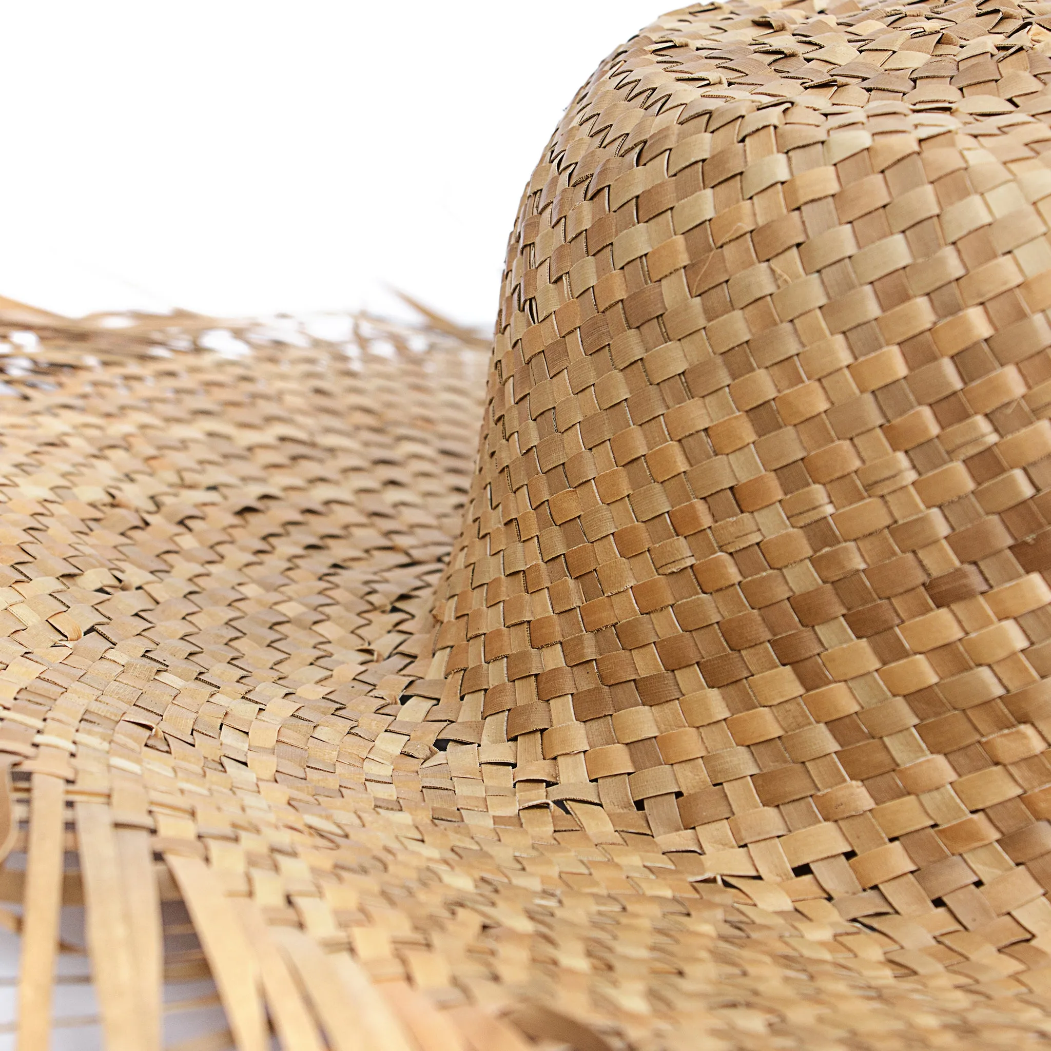 Wide Brim Raffia Straw Frayed Edge Hat