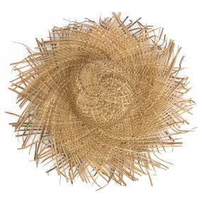 Wide Brim Raffia Straw Frayed Edge Hat