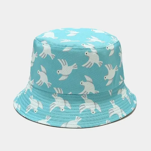 Women Ladies Buckethat Dove Birds Fishing Caps Bucket Hats Gorras